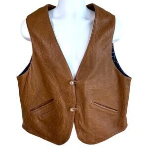 Vintage Willis & Geiger Mens Leather Vest Brown Size Large Western Safari